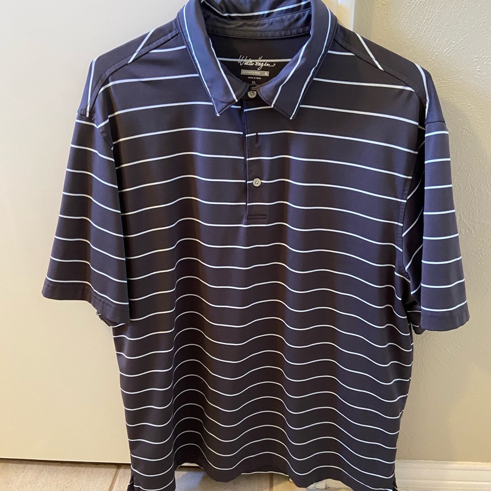 Walter Hagen gray striped golf shirt XL